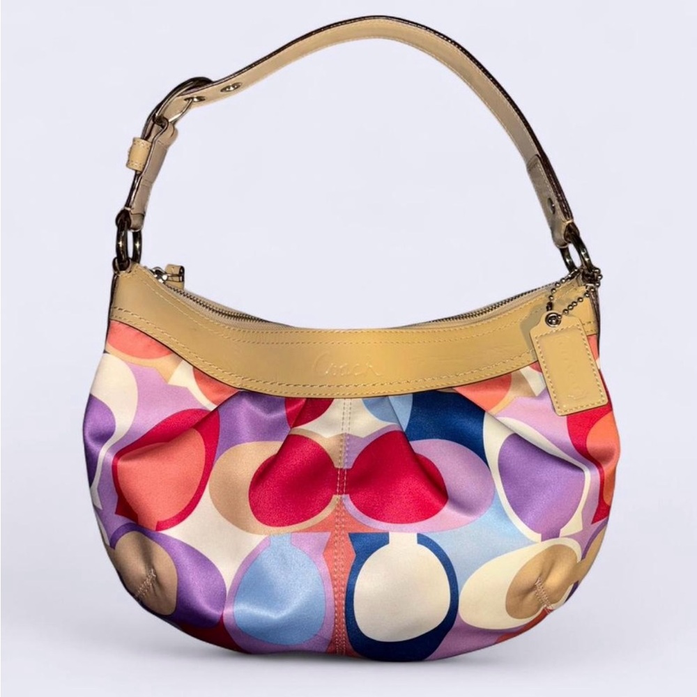 Coach Soho Pleated Scarf Print Sateen with patent leather